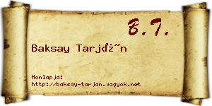 Baksay Tarján névjegykártya